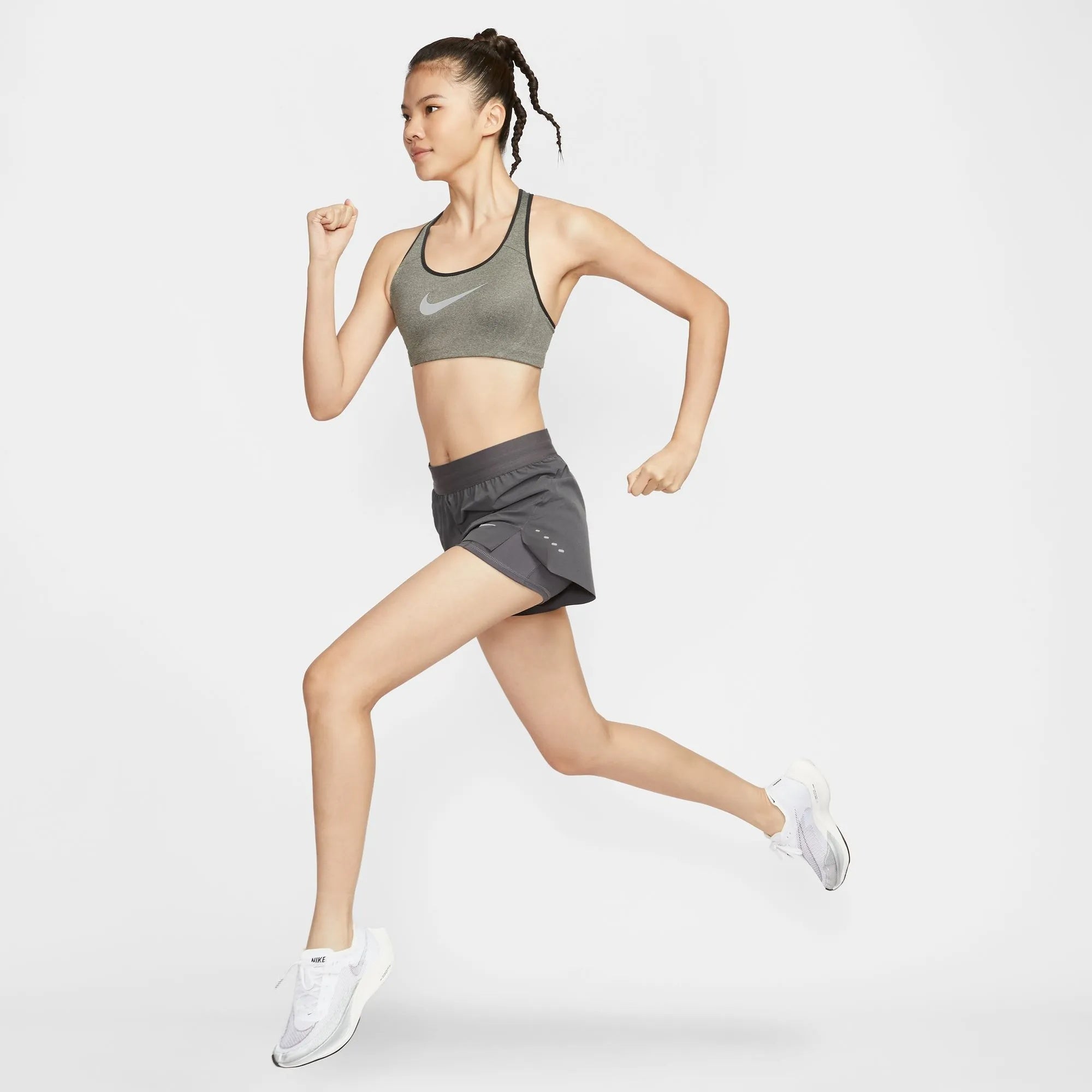 Nike Dri-FIT Swift Mid-Rise 2-in-1 Women's Running Shorts - Thunder Grey