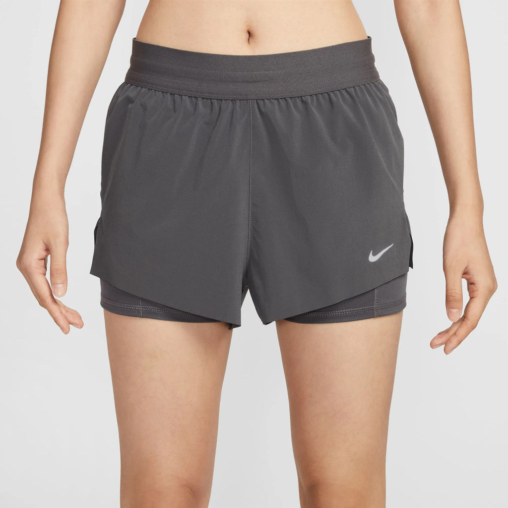 Nike Dri-FIT Swift Mid-Rise 2-in-1 Women's Running Shorts - Thunder Grey