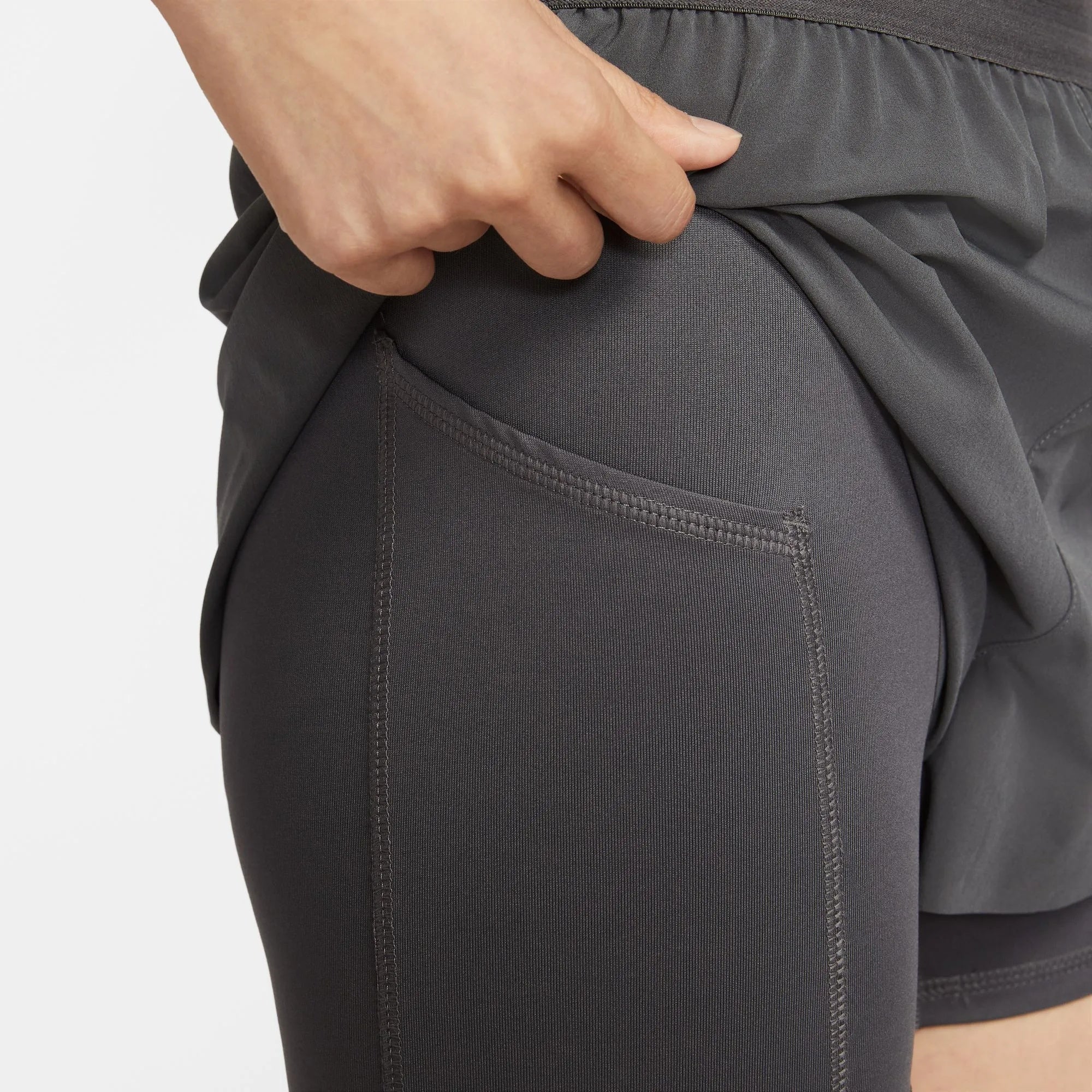 Nike Dri-FIT Swift Mid-Rise 2-in-1 Women's Running Shorts - Thunder Grey