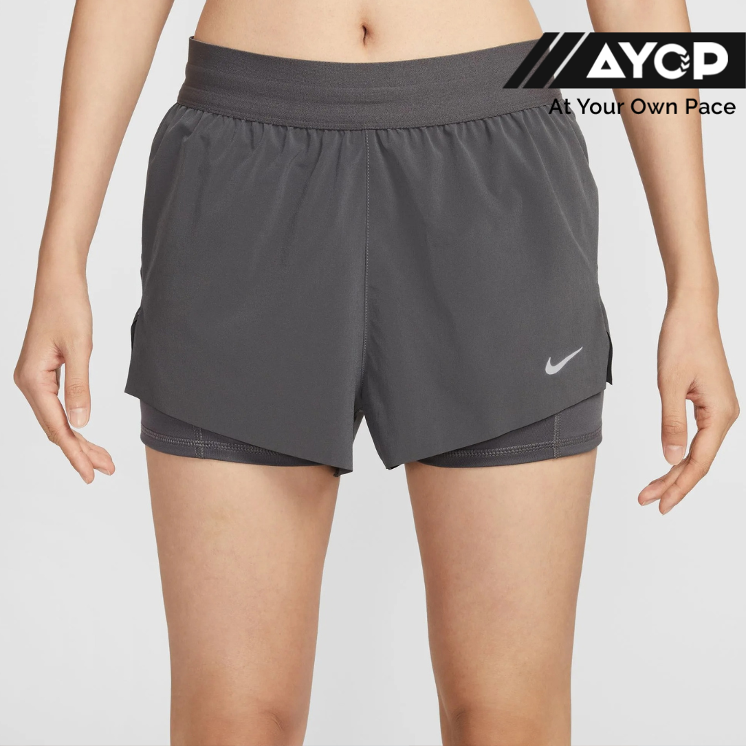 Nike Dri-FIT Swift Mid-Rise 2-in-1 Women's Running Shorts - Thunder Grey