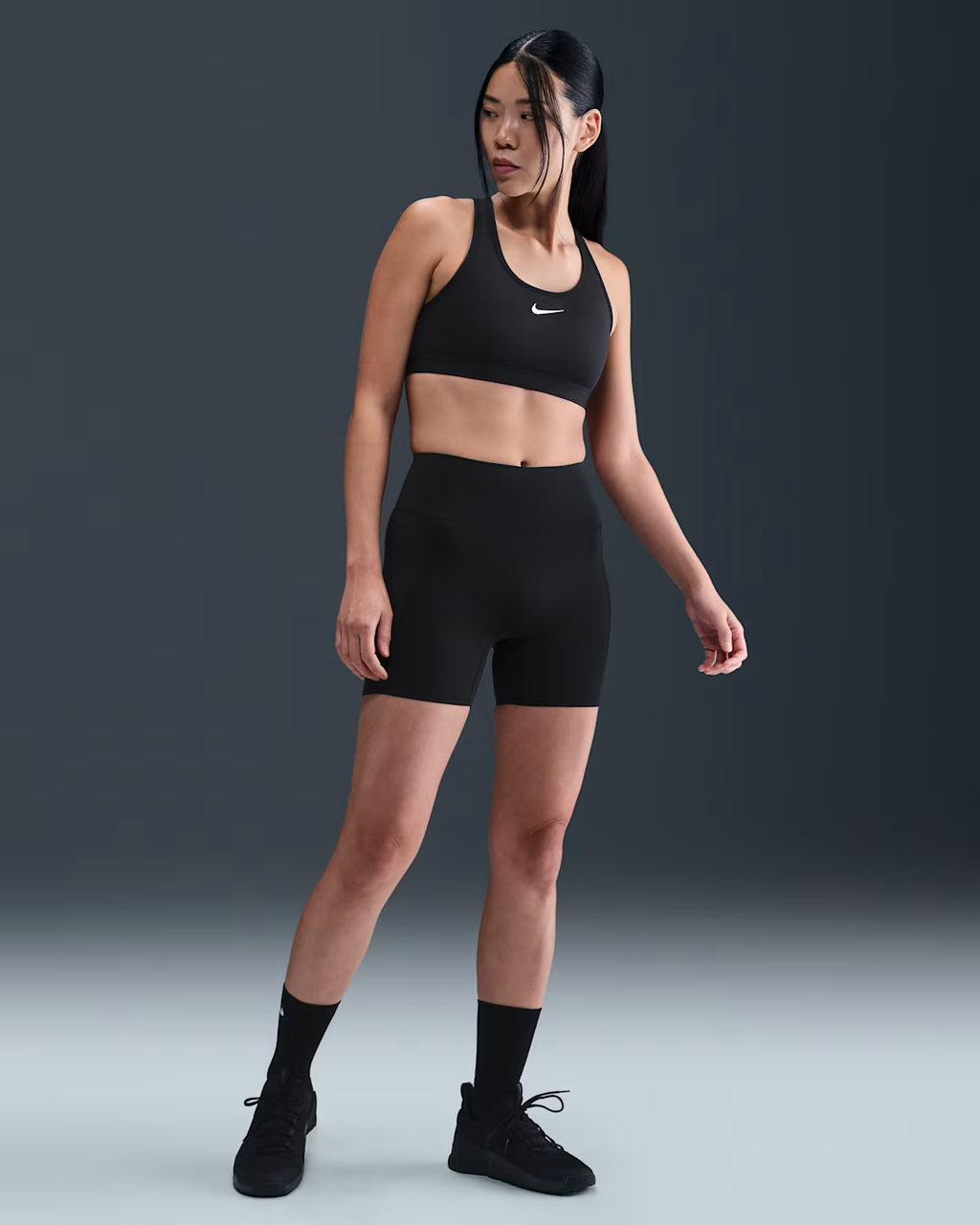 Nike Universa High-Waisted 5Inch Biker No Front Seam Women's Tights - Black