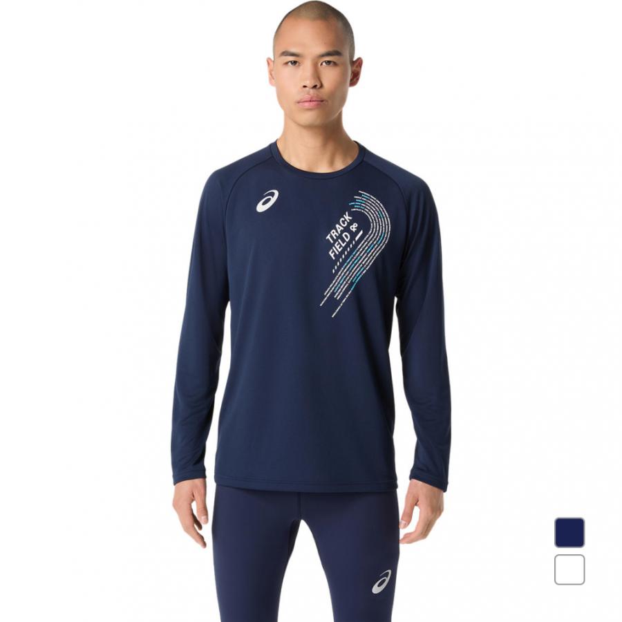 Asics Track Graphic Long Sleeve Men's Running T-Shirt - Navy Blue