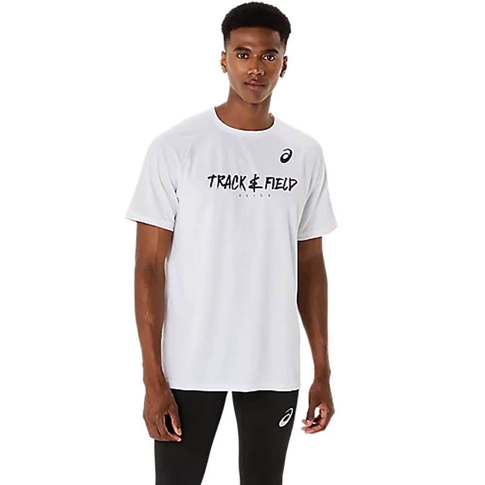 Asics Track Graphic Short Sleeve Men's Running T-Shirt - Briliant White
