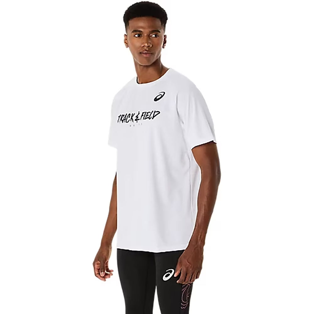 Asics Track Graphic Short Sleeve Men's Running T-Shirt - Briliant White