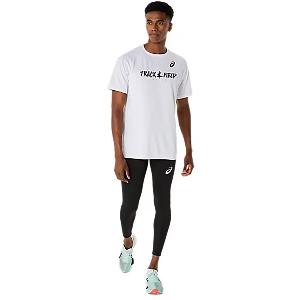 Asics Track Graphic Short Sleeve Men's Running T-Shirt - Briliant White
