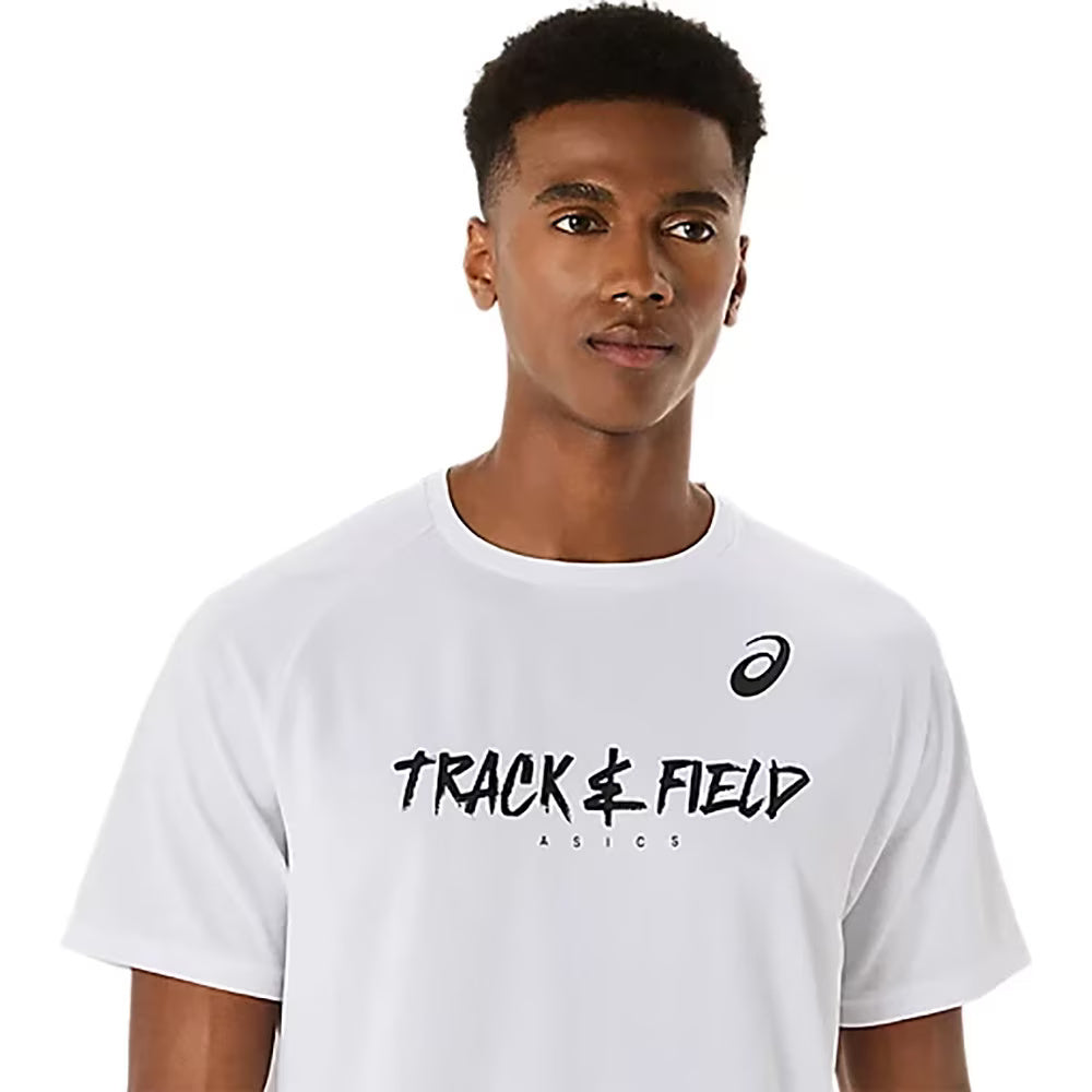 Asics Track Graphic Short Sleeve Men's Running T-Shirt - Briliant White