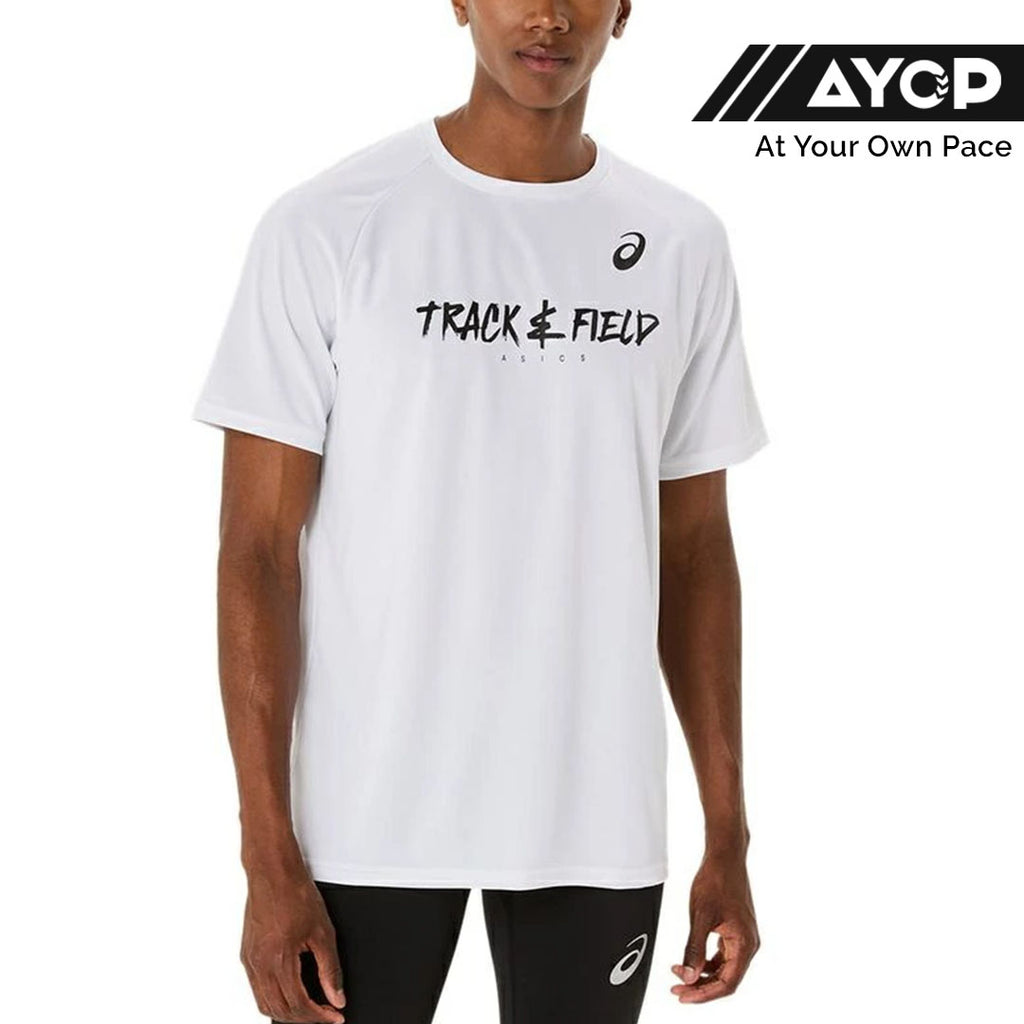 Asics Track Graphic Short Sleeve Men's Running T-Shirt - Briliant White