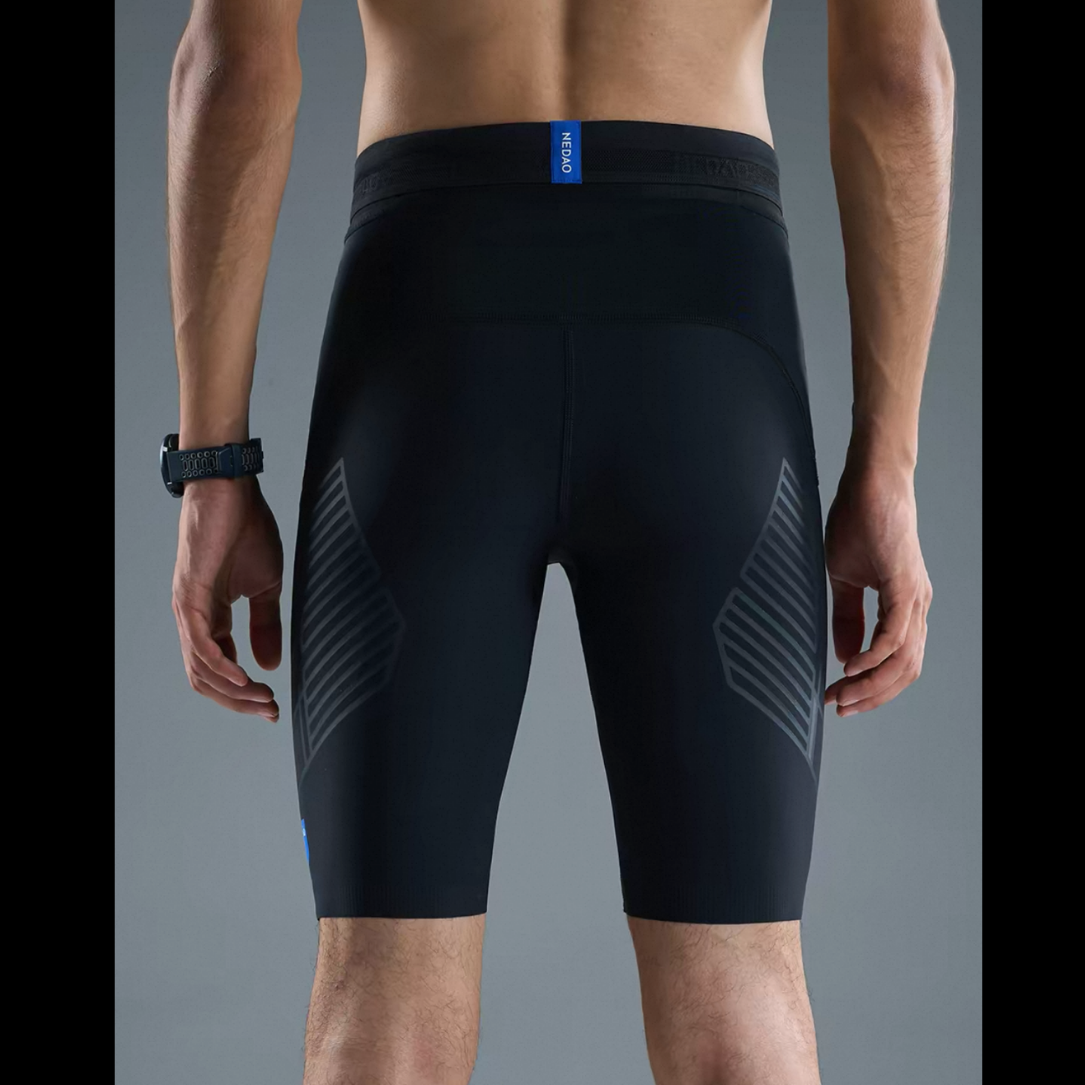 Nedao Powercore Pocket Half Men's Running Tights - Black