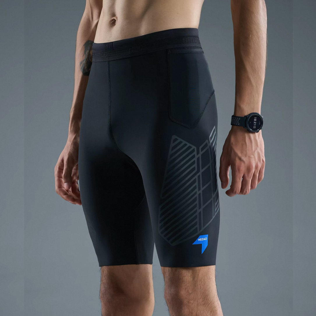 Nedao Powercore Pocket Half Men's Running Tights - Black