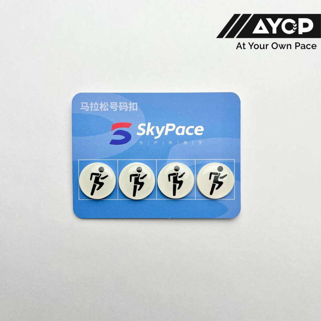 BIB Button Kancing RacePin SkyPace Bukan Magnet Smile Yellow Run White