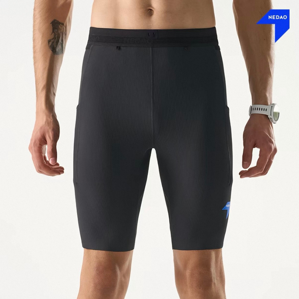 Nedao VelocityX Pro Trail 8.5-inch Men's Running Tights (GhostDry) - Black