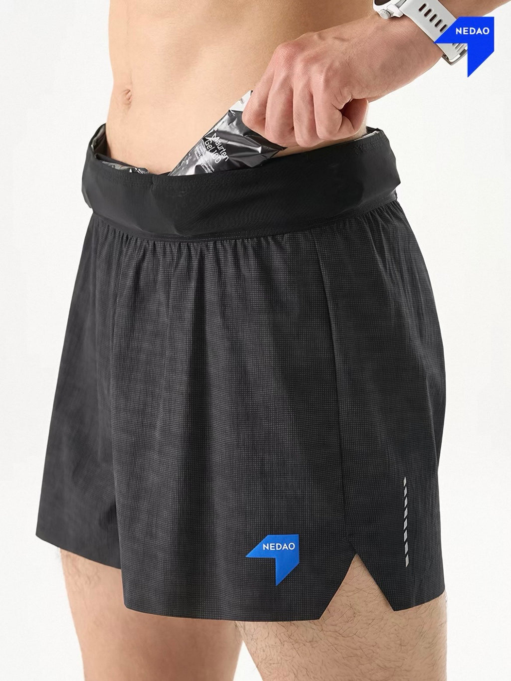 Nedao Reflective PowerPouch Lite Racing 4-Inch Men's Running Shorts V3.0 - Black