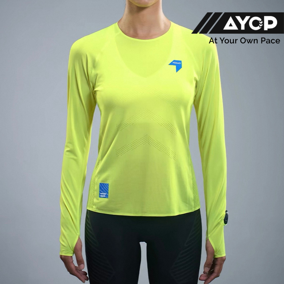 Nedao QiFlow Seamless Knit Ventilation Women’s Running Long Sleeve V2.0 T-Shirt - Neon