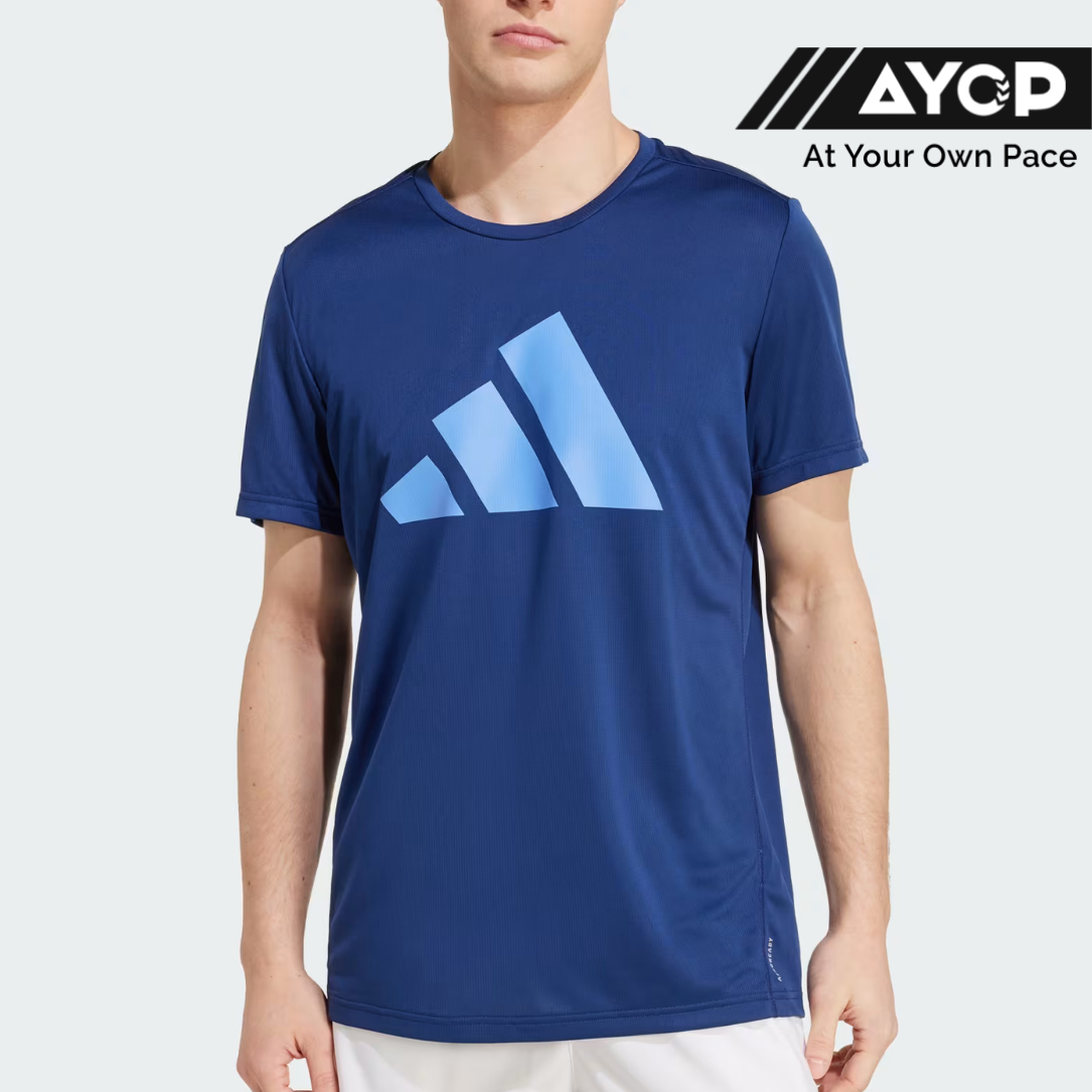 Kaos Lari Adidas Run It Pria - Blue Fushion