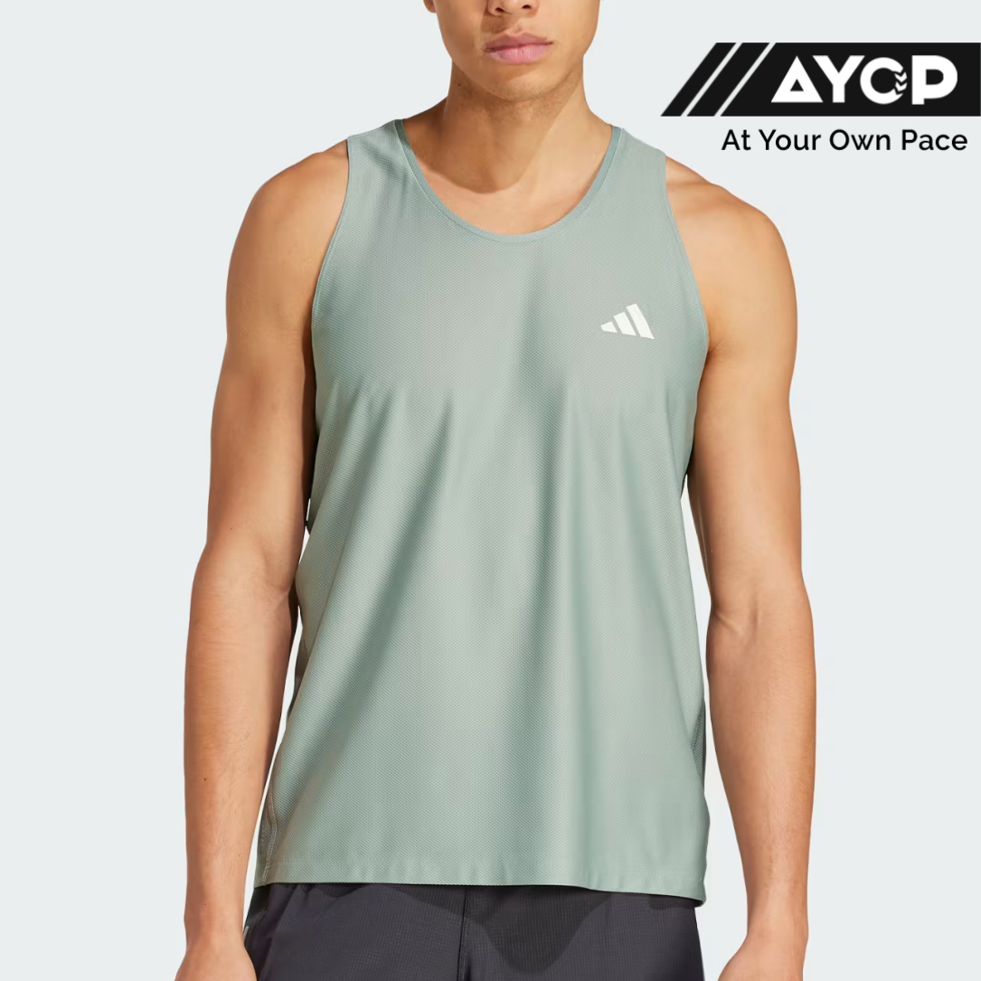 Adidas Own The Run Men's Running Tank Top - Silver Green
