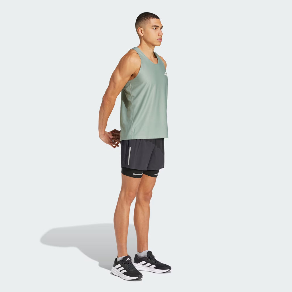 Adidas Own The Run Men's Running Tank Top - Silver Green