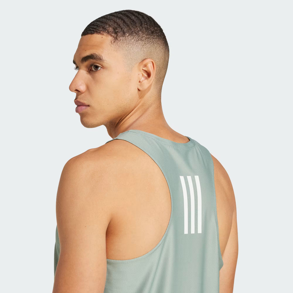 Adidas Own The Run Men's Running Tank Top - Silver Green