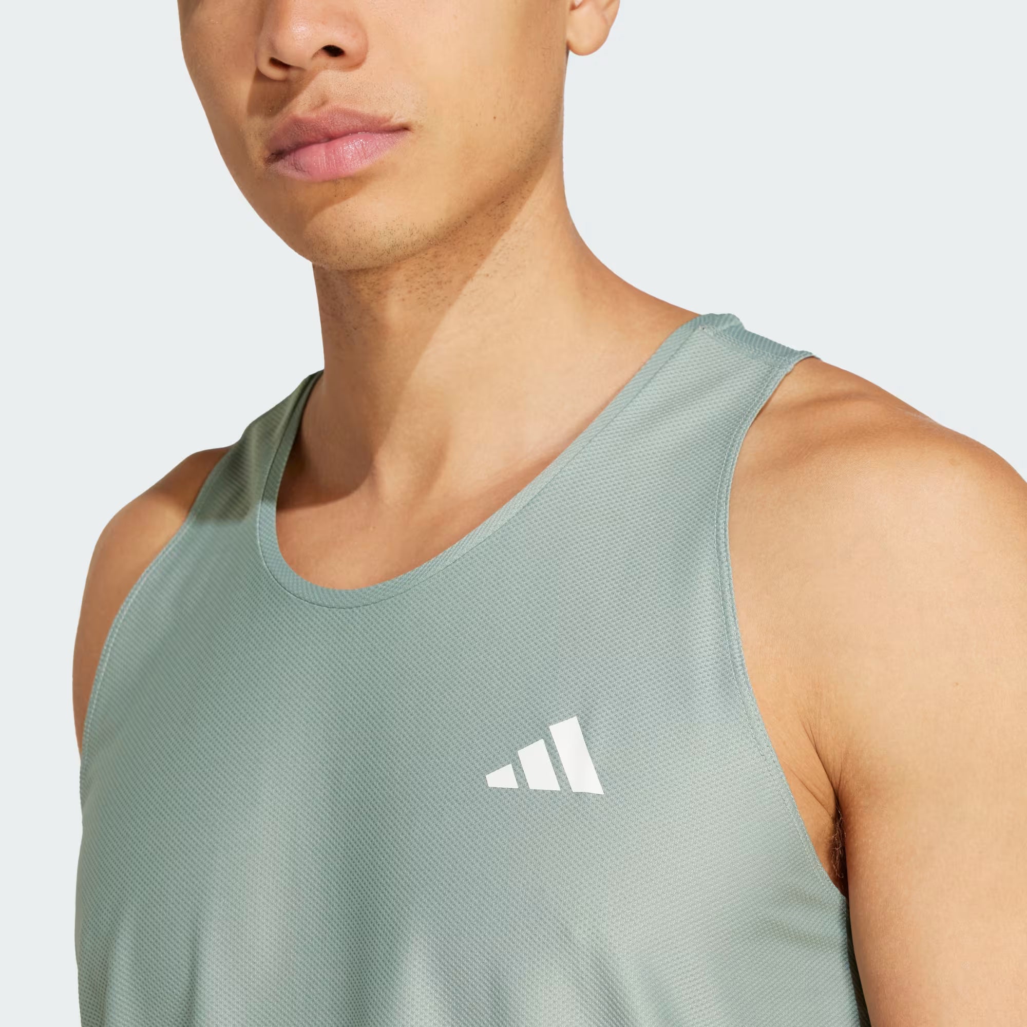 Adidas Own The Run Men's Running Tank Top - Silver Green
