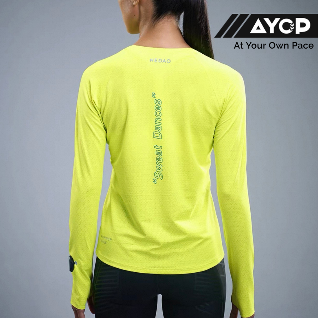 Nedao Hexrise Active Women's Running Long Sleeve - Light Speed Yellow
