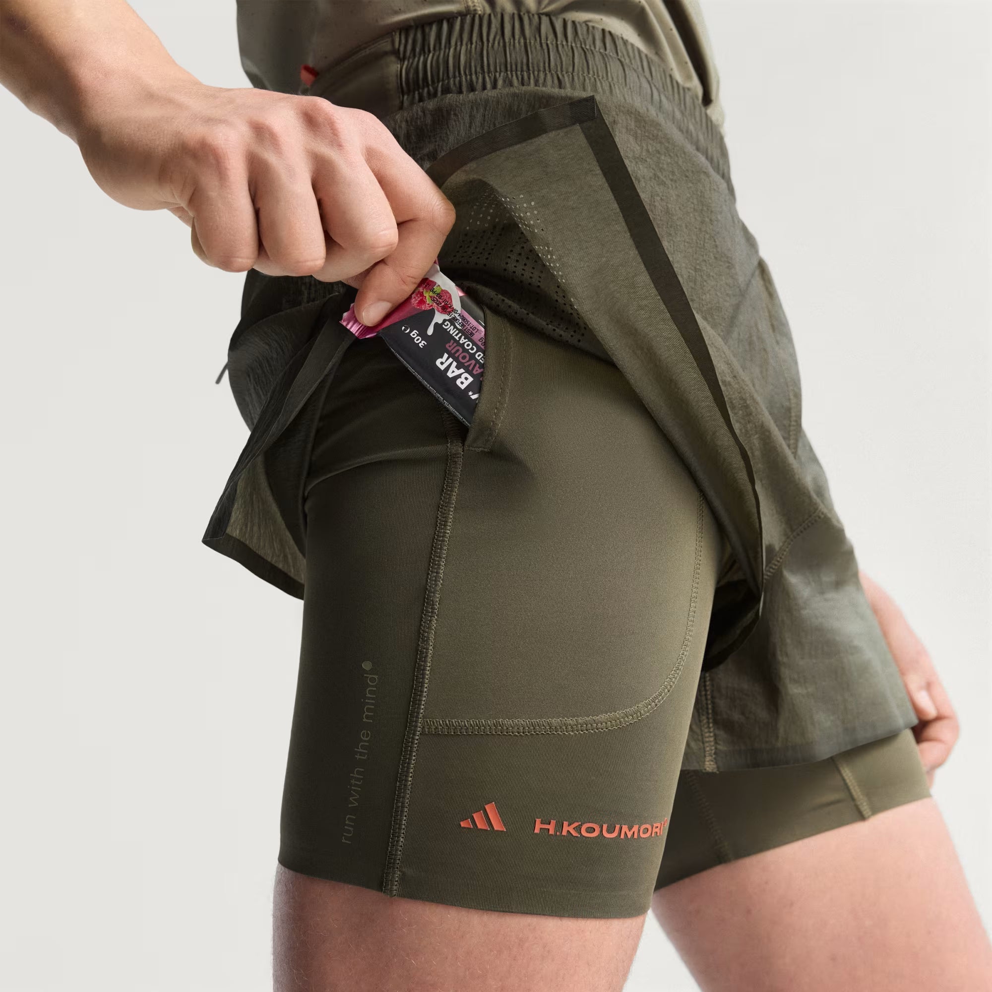 Adidas Koumori adi365 2-in-1 5-inch Men’s Running Shorts - Olive Strata