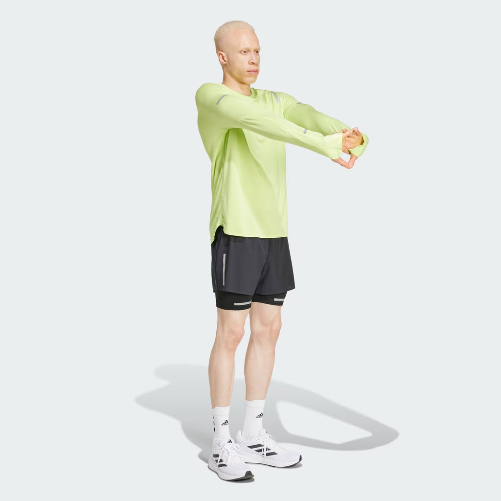 Adidas Ultimate Reflective Tee Men's Running Long Sleeve - Pulse Lime