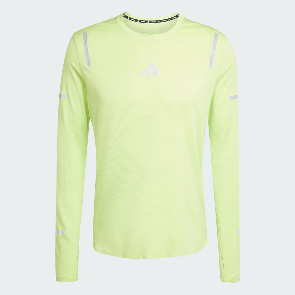 Adidas Ultimate Reflective Tee Men's Running Long Sleeve - Pulse Lime