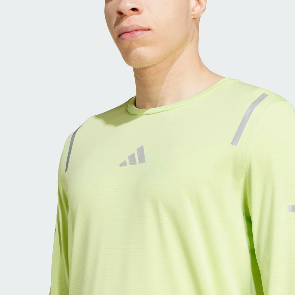 Adidas Ultimate Reflective Tee Men's Running Long Sleeve - Pulse Lime