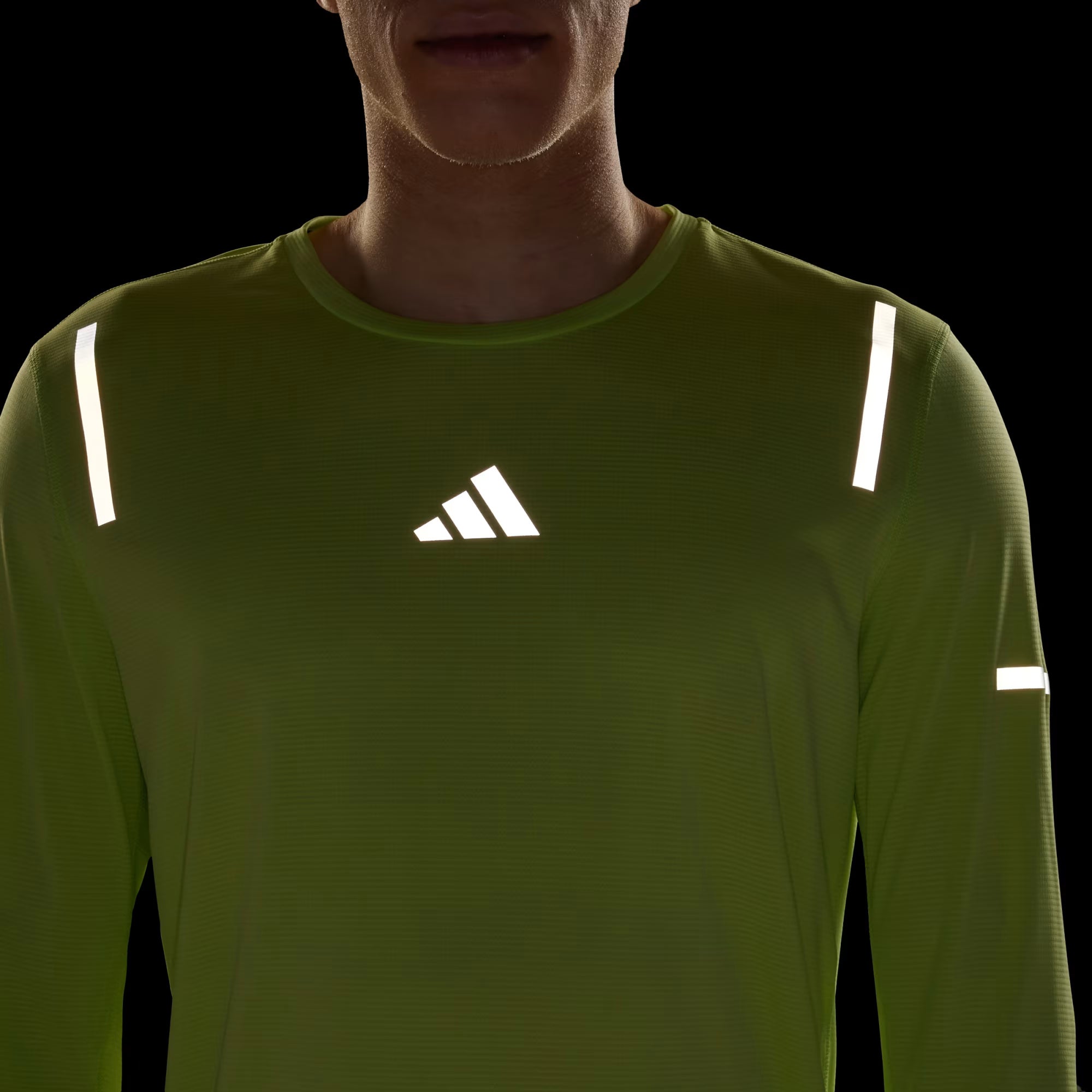 Adidas Ultimate Reflective Tee Men's Running Long Sleeve - Pulse Lime