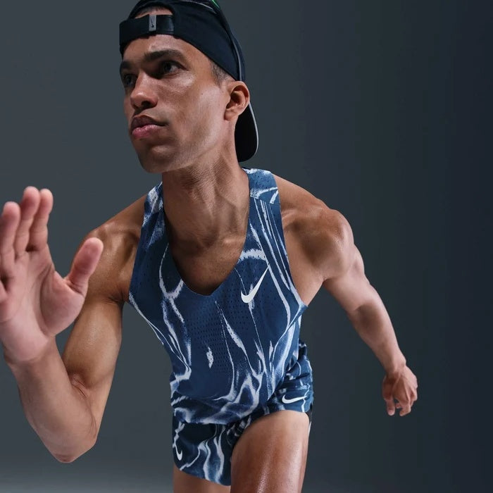 Nike Dri-FIT ADV Aeroswift Men's Running Singlet - Coastal Blue/White
