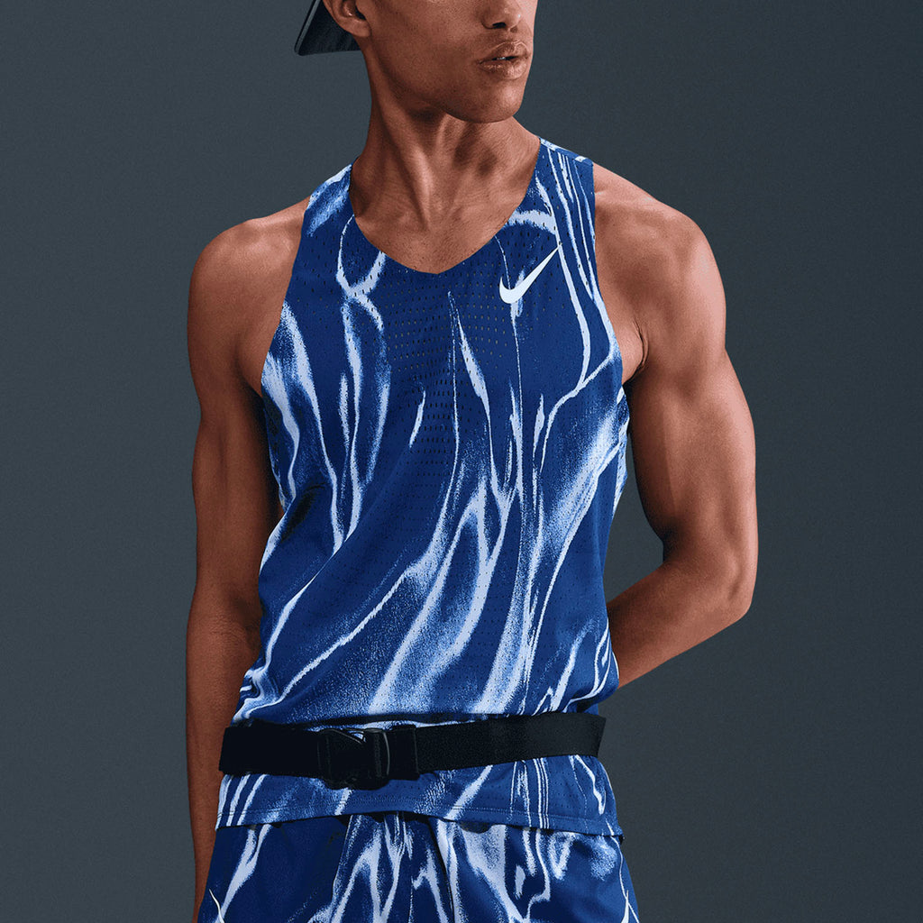 Nike Dri-FIT ADV Aeroswift Men's Running Singlet - Coastal Blue/White