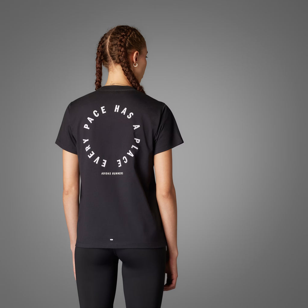 UNISEX Adidas Runner Short Sleeve Tee - Black