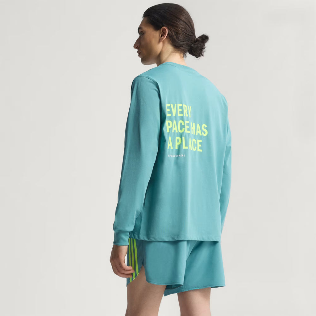 UNISEX Adidas Runner Long Sleeve Tee - Powder Teal