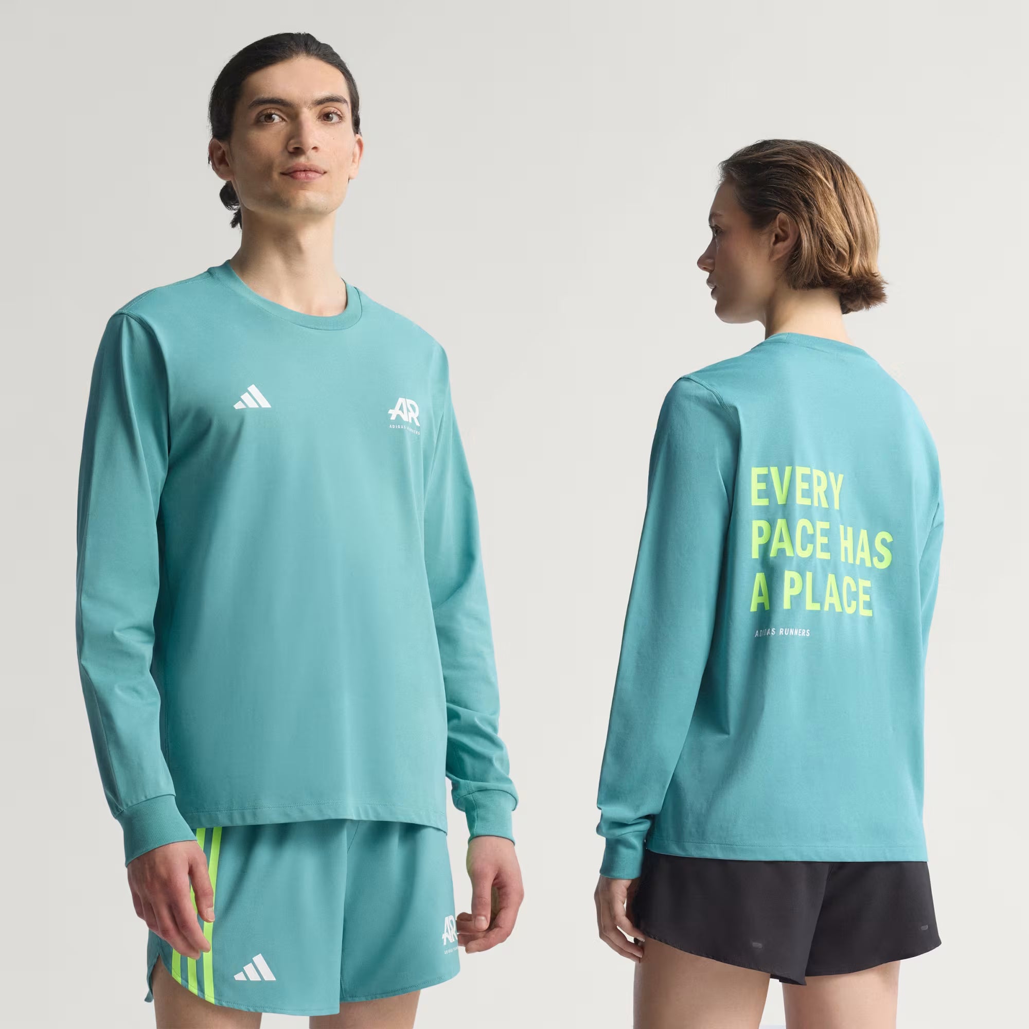 UNISEX Adidas Runner Long Sleeve Tee - Powder Teal