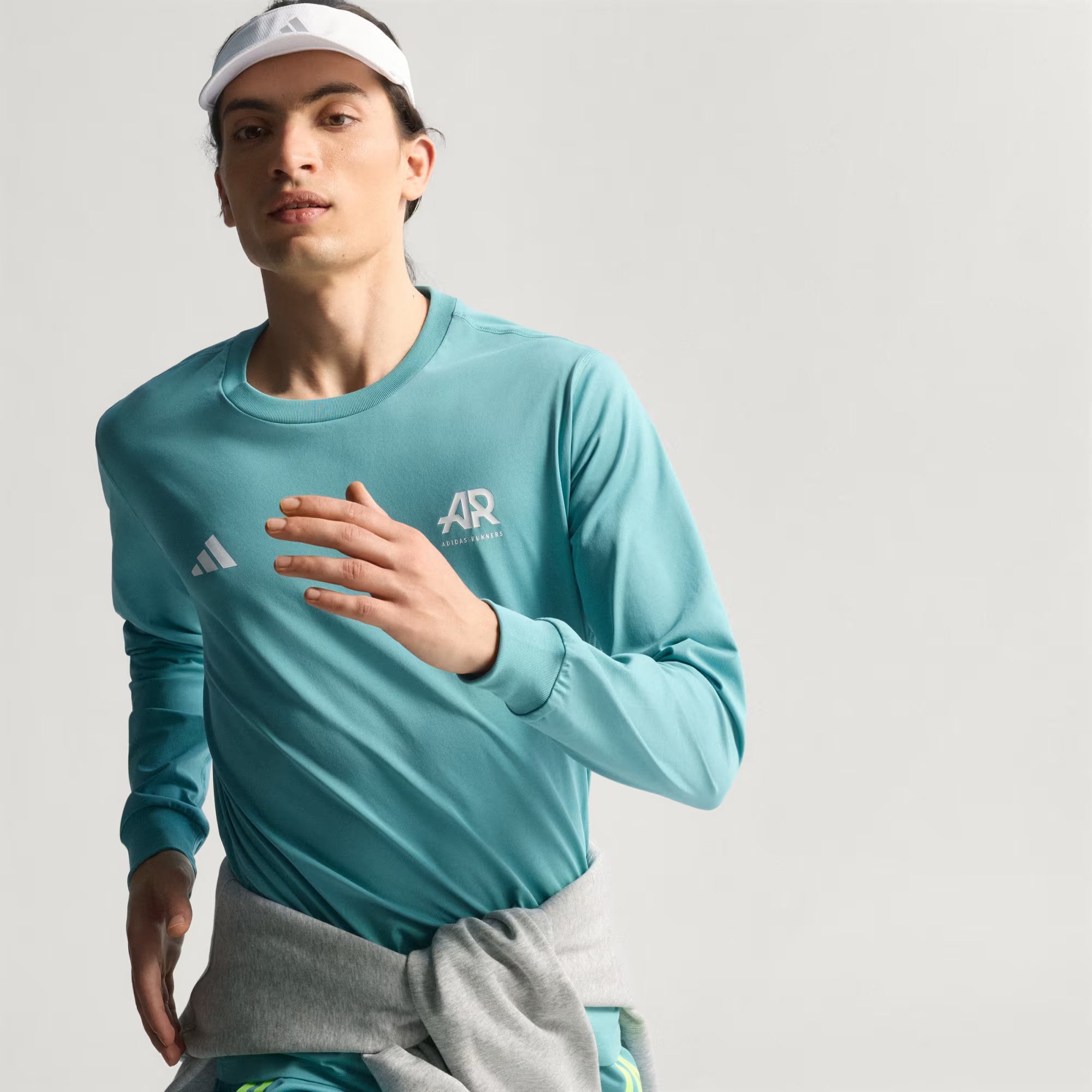 UNISEX Adidas Runner Long Sleeve Tee - Powder Teal