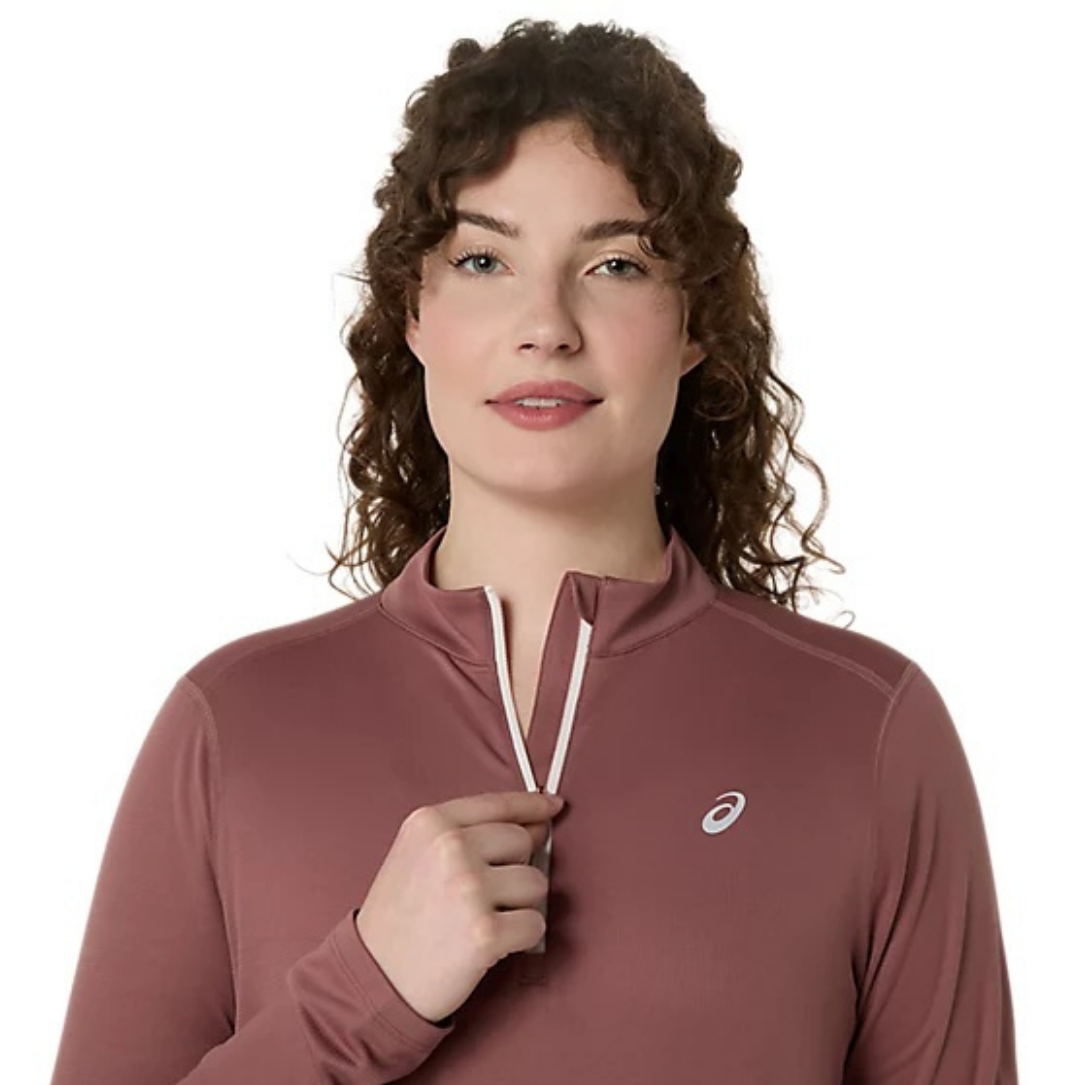 Asics Icon 1/2 Zip Long Sleeve Women's Running Tops - Rubble Red