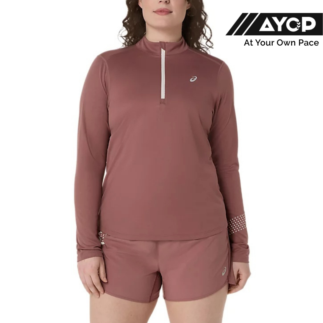 Asics Icon 1/2 Zip Long Sleeve Women's Running Tops - Rubble Red