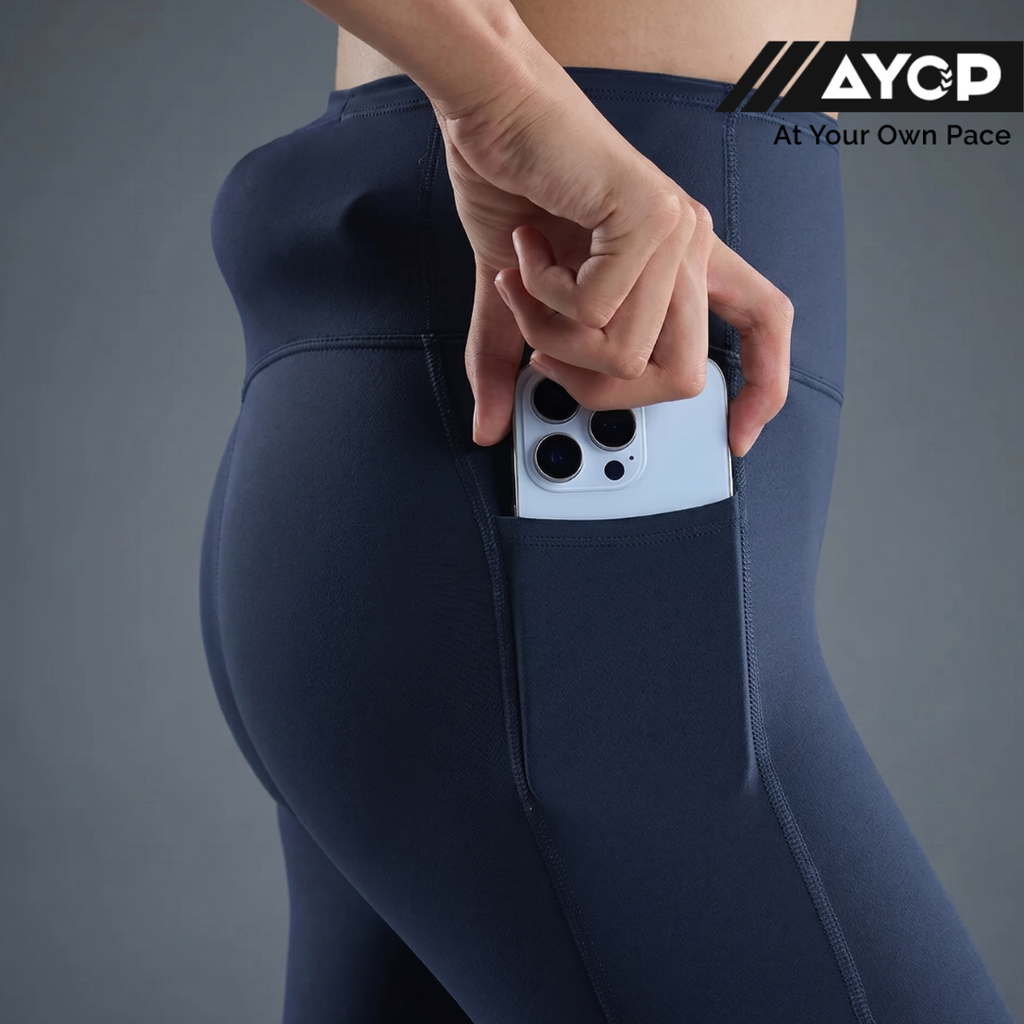 Nedao Skin+ Motion Pocket Women's Running Leggings - Navy Blue