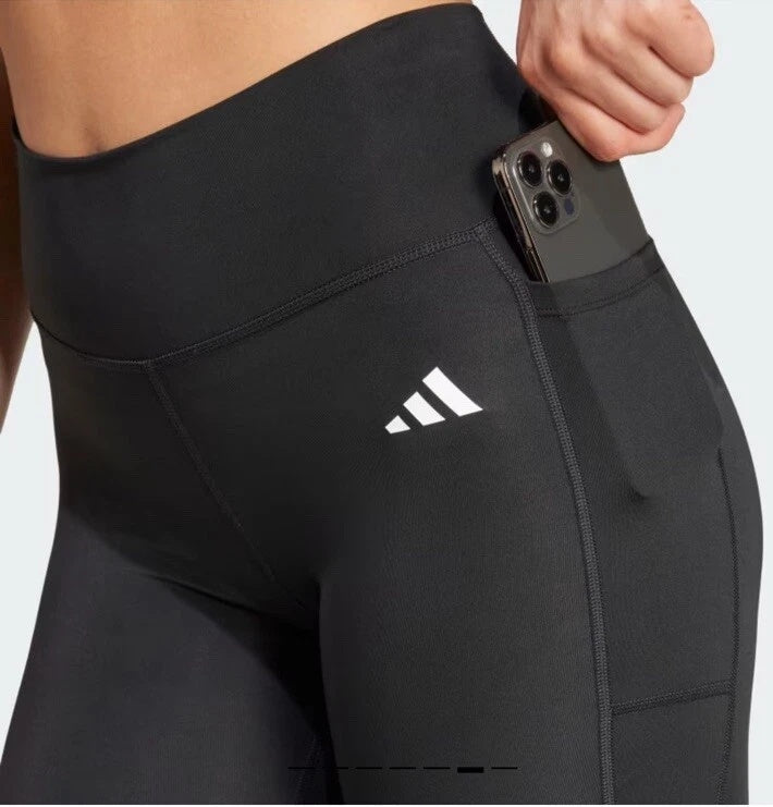 Adidas Optime Essentials Stash Pocket Full-Length Women's Running Leggings - Black