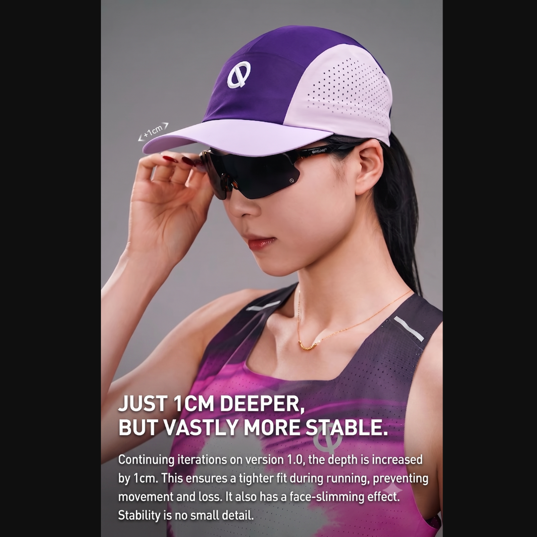 Qinkung Lightweight Marathon Unisex Cap 2.0 - White Blue Grey