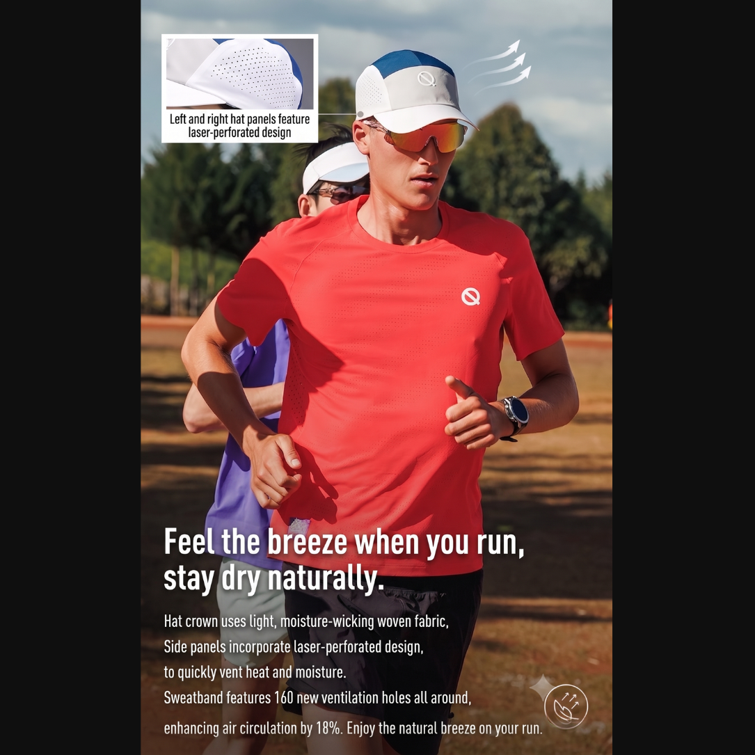 Qinkung Lightweight Marathon Unisex Cap 2.0 - White Blue Grey