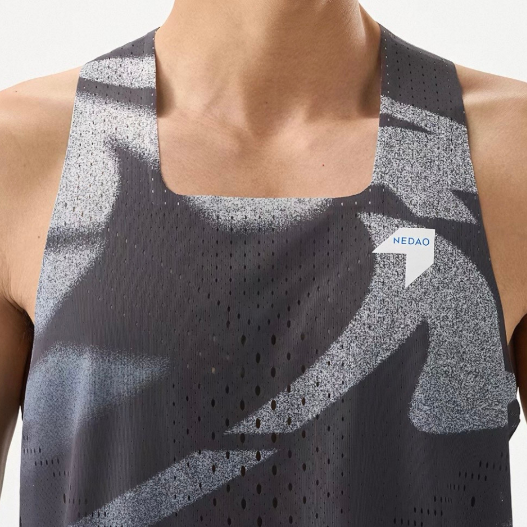 Nedao QiFlow Vortex Aurora Men's Running Singlet - Black