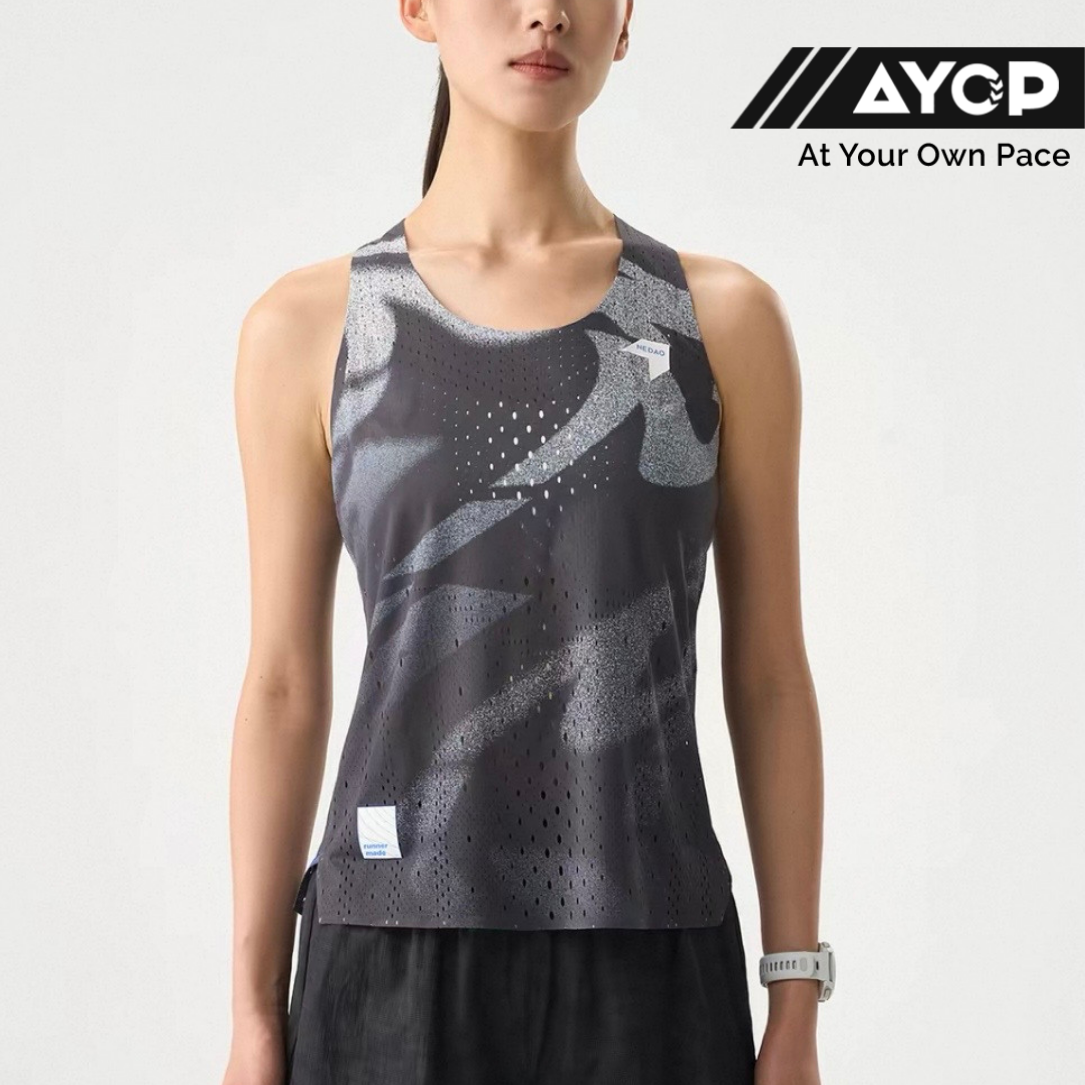 Nedao QiFlow Vortex Aurora Men's Running Singlet - Black