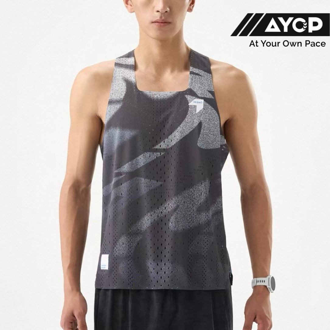 Nedao QiFlow Vortex Aurora Men's Running Singlet - Black