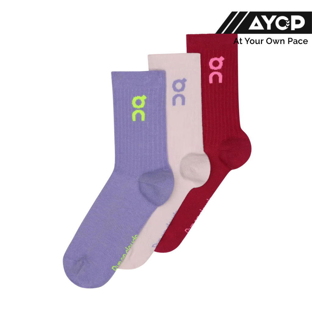 (3 Pair) ON Running High Crew Socks - Orchid Comet