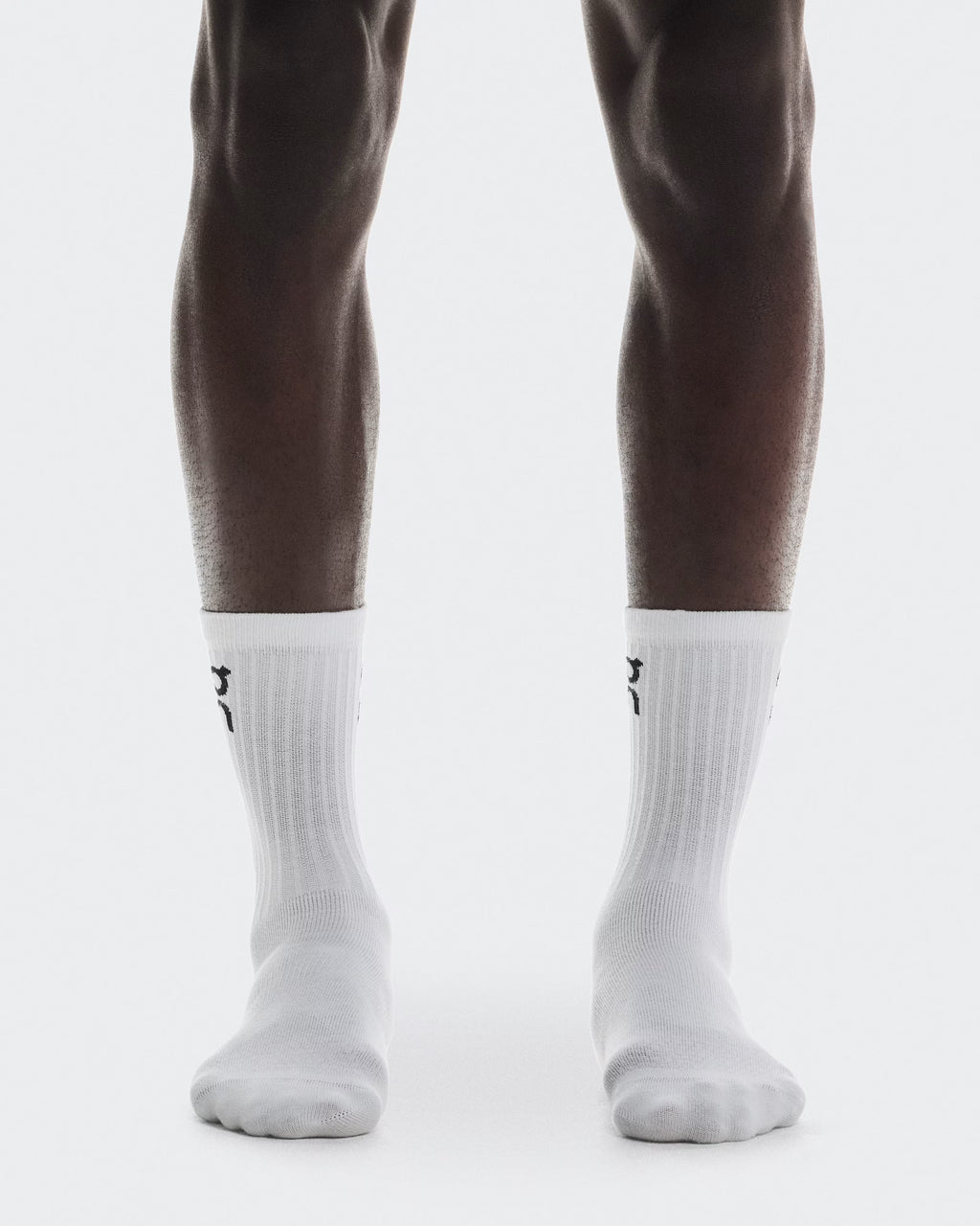 (1 Pair) ON Running Logo Socks High Crew - White