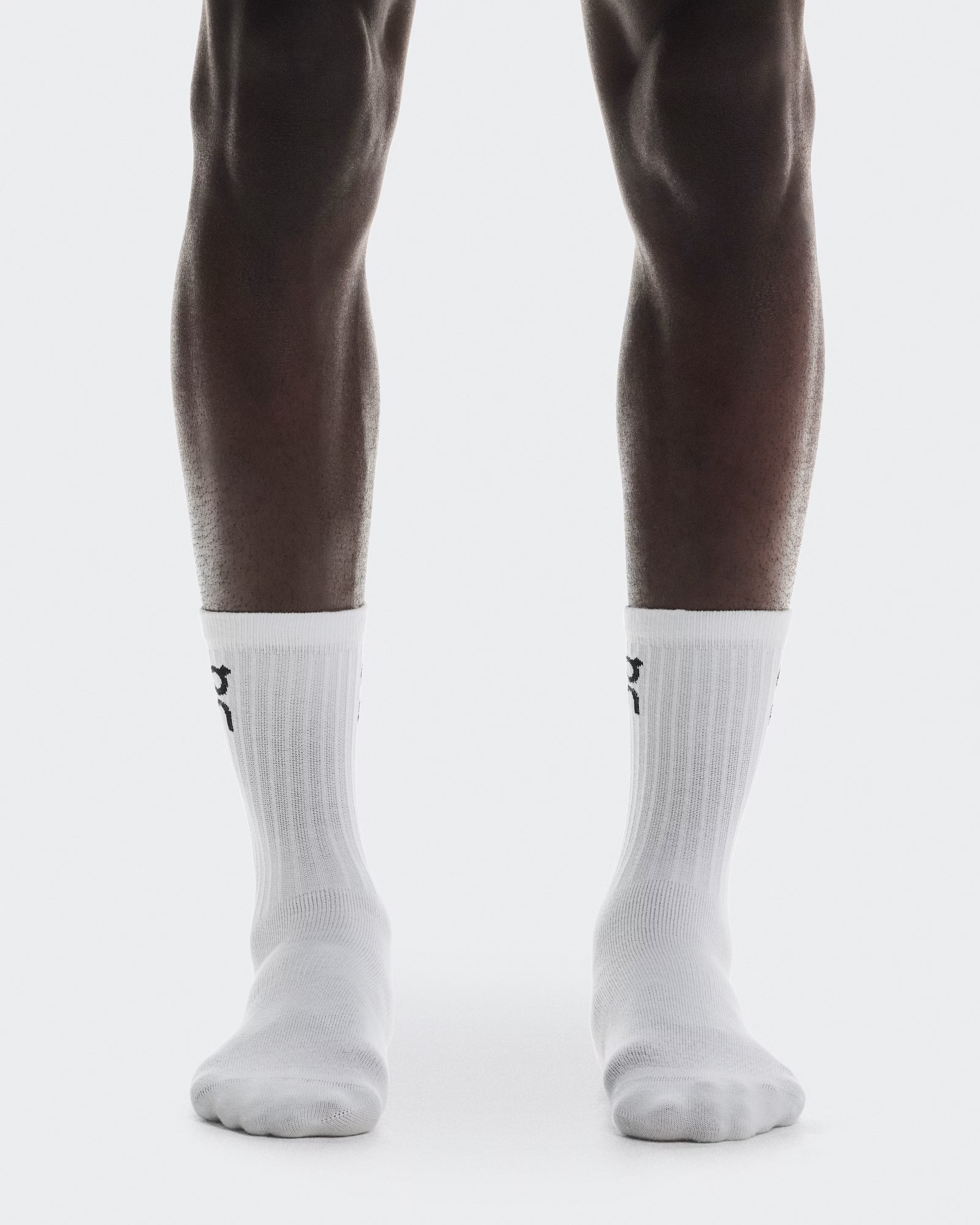 (1 Pair) ON Running Logo Socks High Crew - White