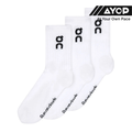 (1 Pair) ON Running Logo Socks High Crew - White
