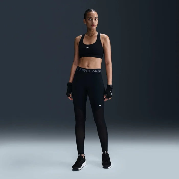 Nike Pro Mid-Rise Full-Length Mesh-Paneled Women's Leggings - Black