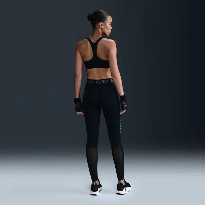 Nike Pro Mid-Rise Full-Length Mesh-Paneled Women's Leggings - Black