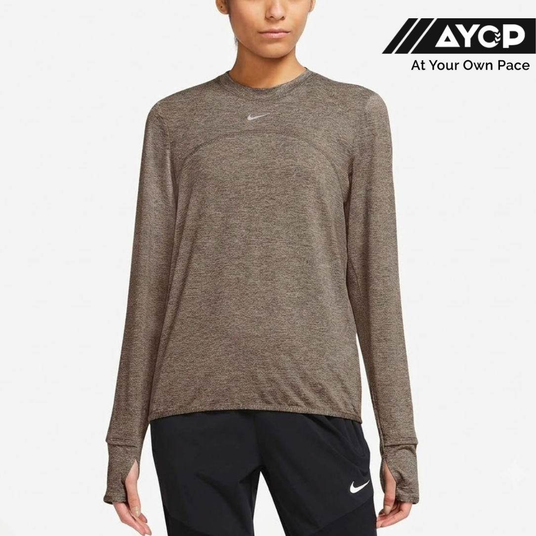 Nike Dri-FIT Swift Element UV Crew-Neck Women's Running Top - Mink Brown